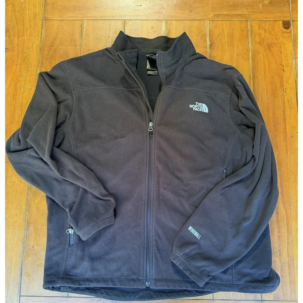 The North Face Jacket Mens L Black WindWall Fleece Full Zip Outdoor Hiking